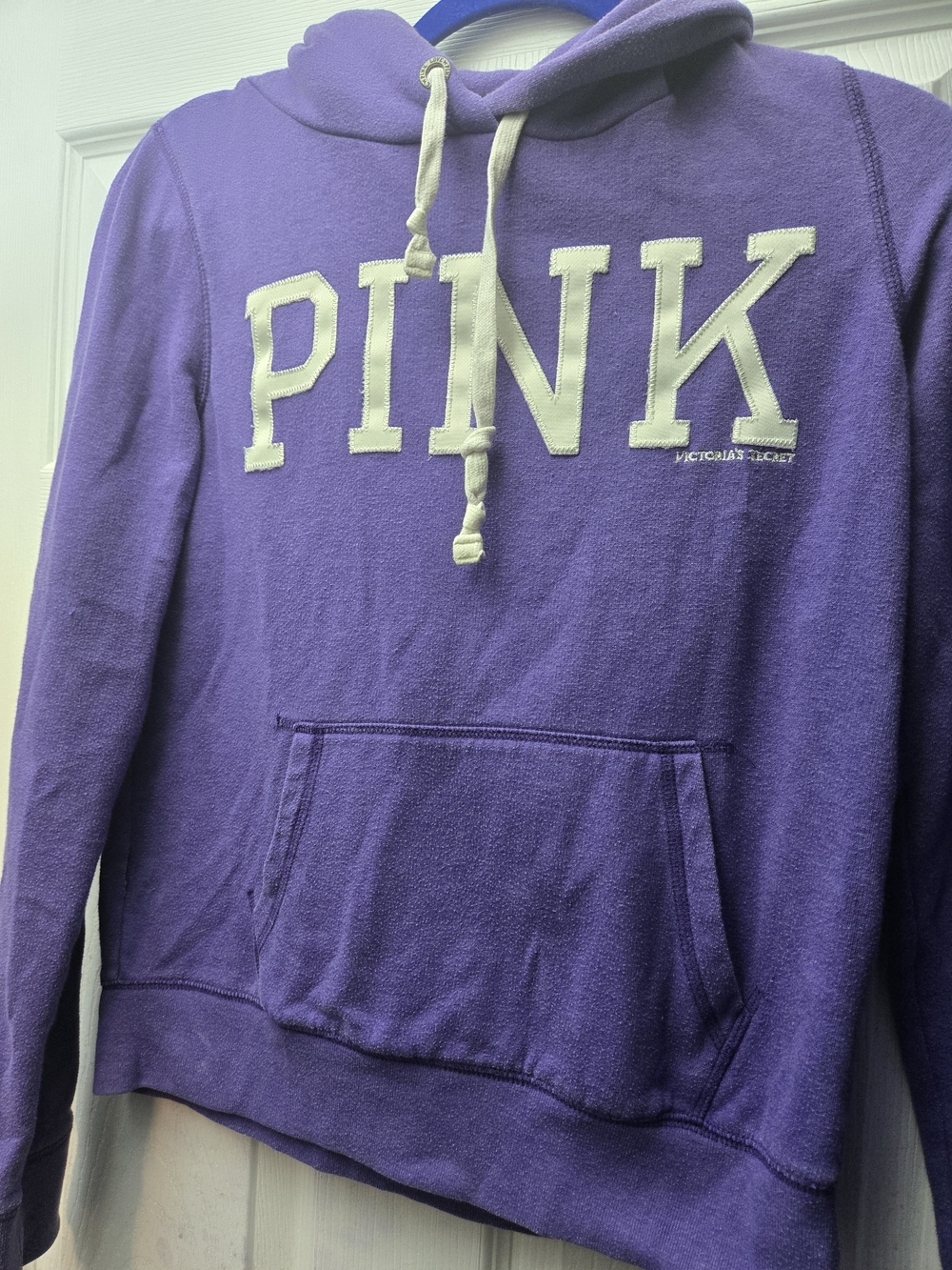 PINK Vintage Purple Hoodie With White Stitched Lettering